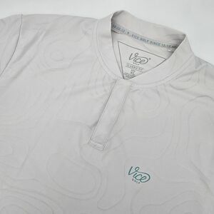 Vice Golf Mock Neck Polo Shirt All Over Course Camo Jacquard Mens Size XL White